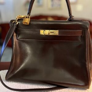Hermes Kelly 28 1955 Cacao Box Leather